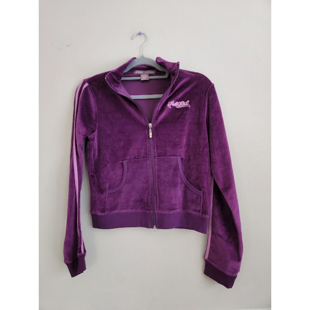 HALE BOB Jacket Women's Hoodie Velour purple Zip Pockets  | ‎ Size XS